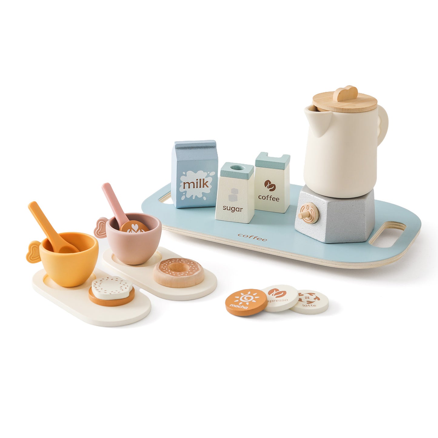 Wooden Coffee Afternoon Tea Pretend Play Set for Kids (Ages 4–6)
