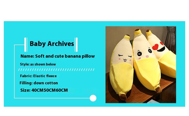 Banana Plush Pillow Cushion – Cute Face Hugger in 40, 60, 80 cm