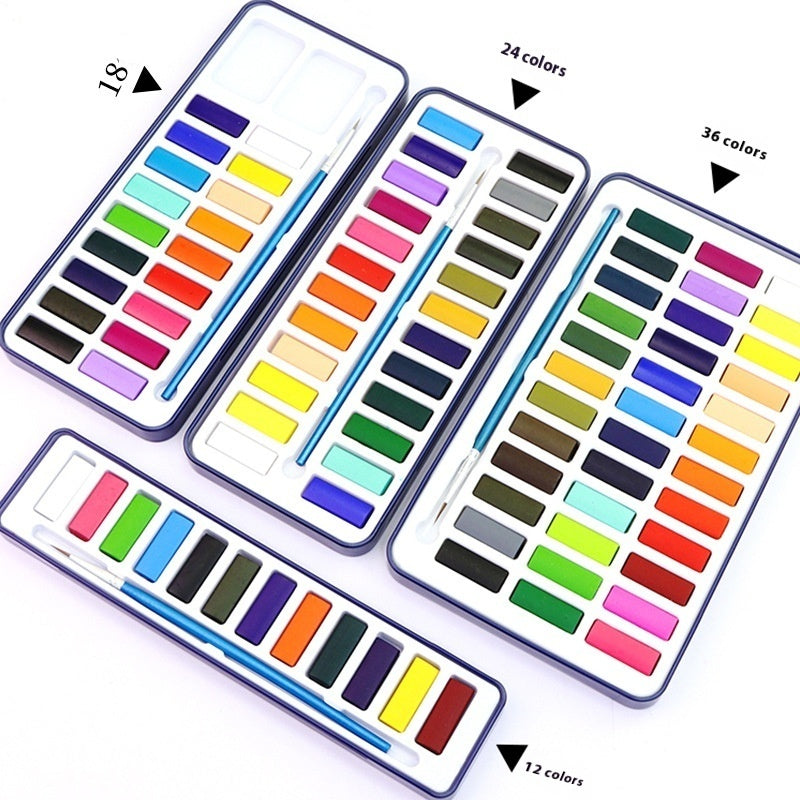 Student Solid Watercolor Paint Set – 12/18/24/36 Colors