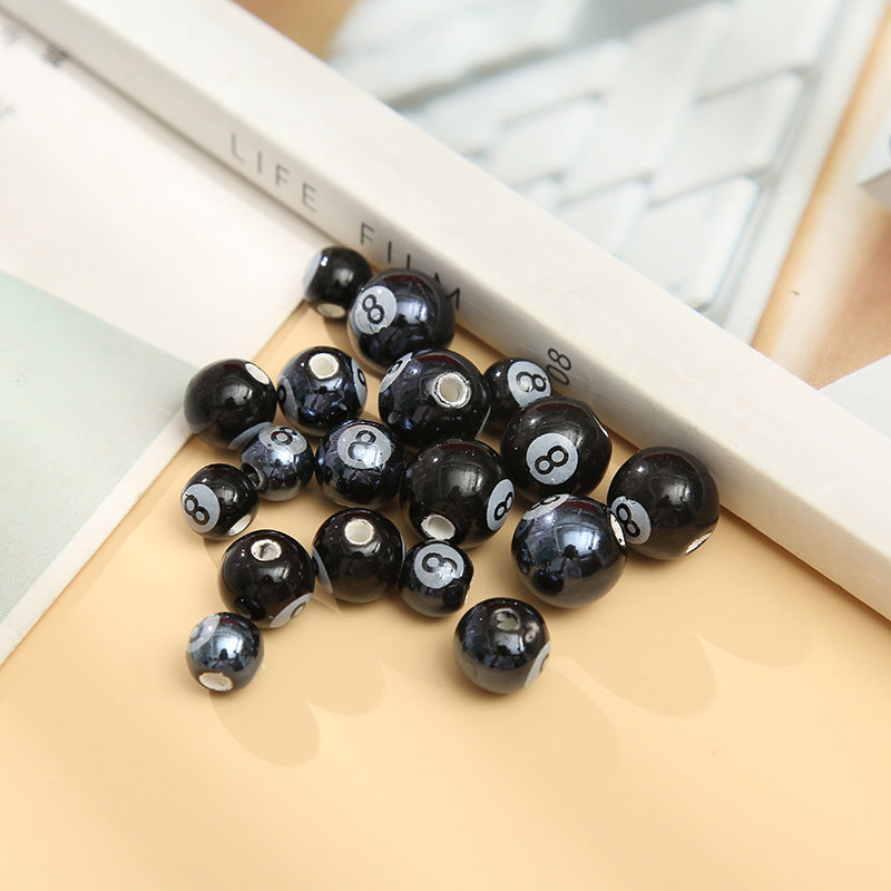 Ceramic Black 8-Ball Beads (20pcs) – 8/10/12 mm