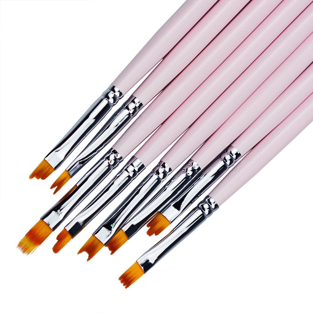 8-Piece Zigzag Nail Art Painting Brush Set (Pink/Lake Blue)