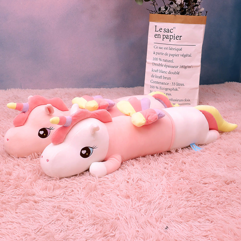 Cute Long Unicorn Plush Sleeping Pillow - 80 cm Pink