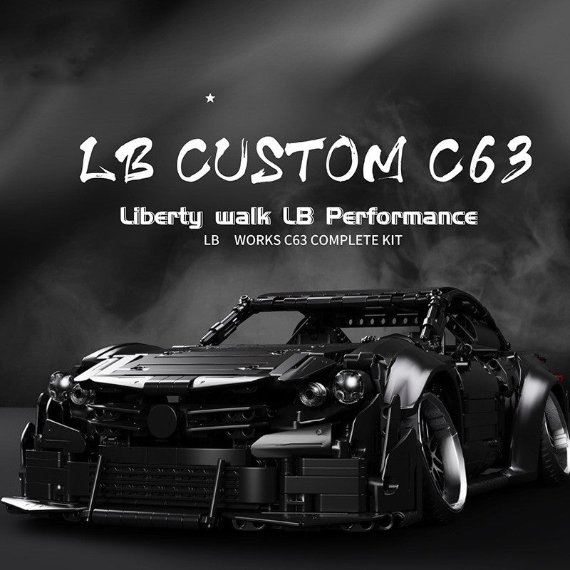 Black Warrior Sports Car C63 Racing Assembled Model Small Particle Building Blocks