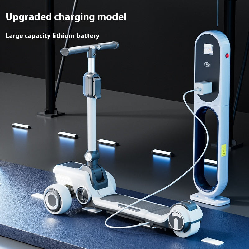 Rechargeable Foldable Kids Scooter with Bluetooth Music & LED Lights