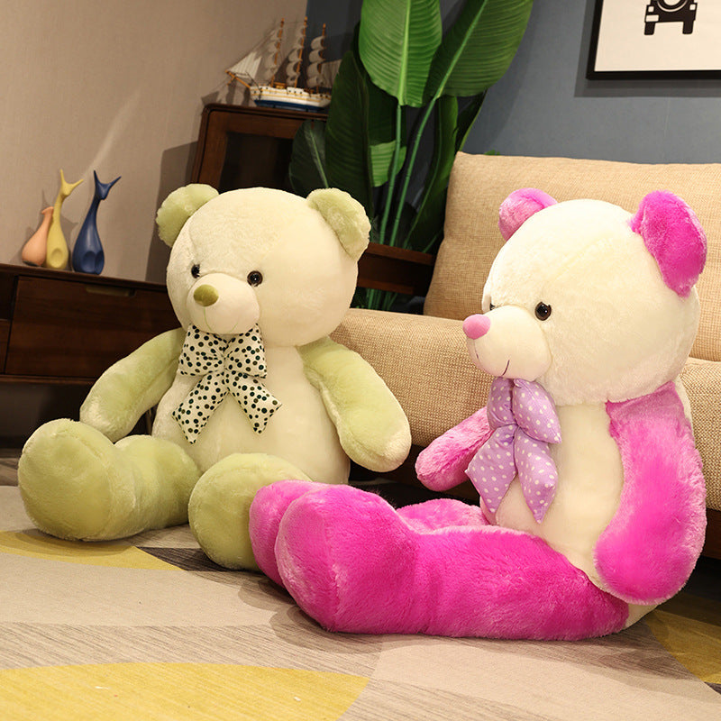 Two-Tone Candy Color Bow-Tie Teddy Bear Plush Toy (60–160 cm)