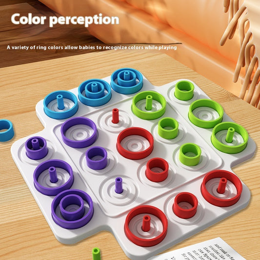 Ring Toss Stacking Board Game – 36-Piece Color Matching Peg Board