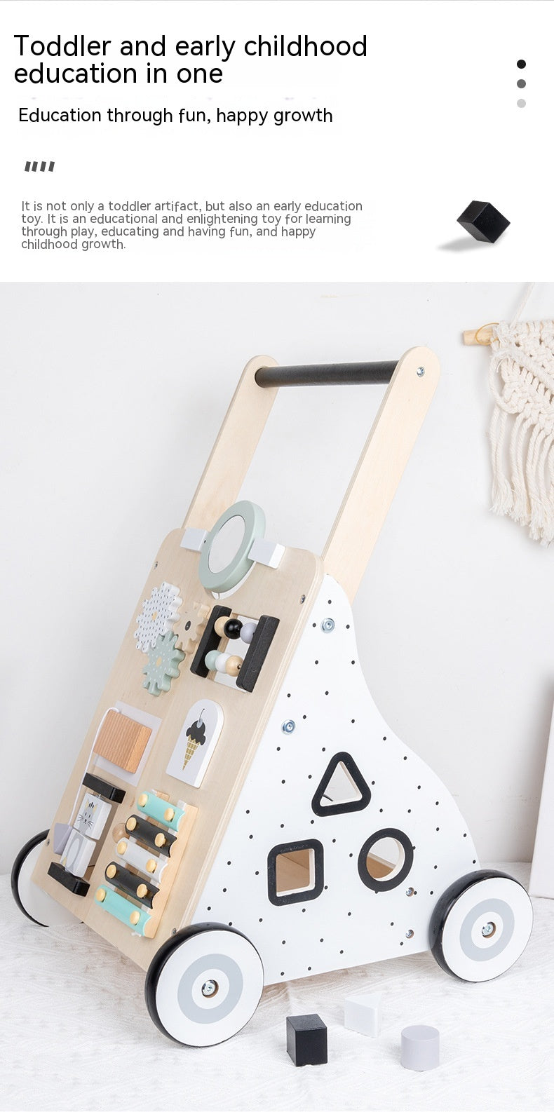 Children's Early Childhood Education Walker Trolley Baby Toddling Walk Walker Shopping Cart Wooden Toy