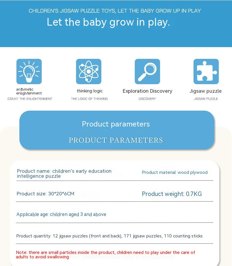 Wooden Pattern Blocks Puzzle Set for Kids - 170 pcs with Idea Cards