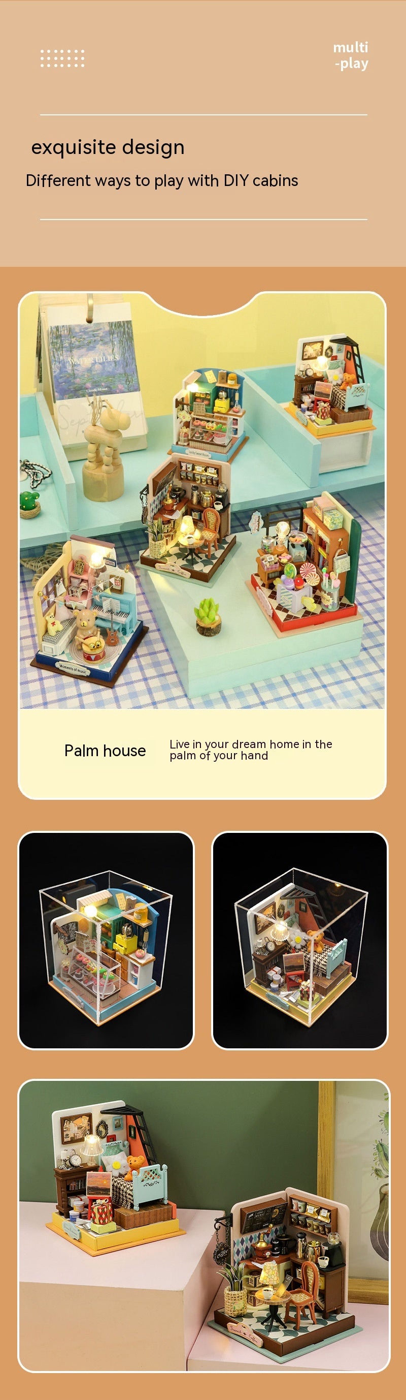 Hongda S230 Mini DIY House Kits: Coffee, Bedroom, Music & More