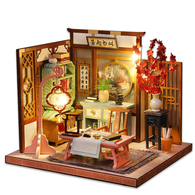 Japanese-Style DIY Mini Room Kit — Piano, Chess, Calligraphy & Painting (3 Variants)