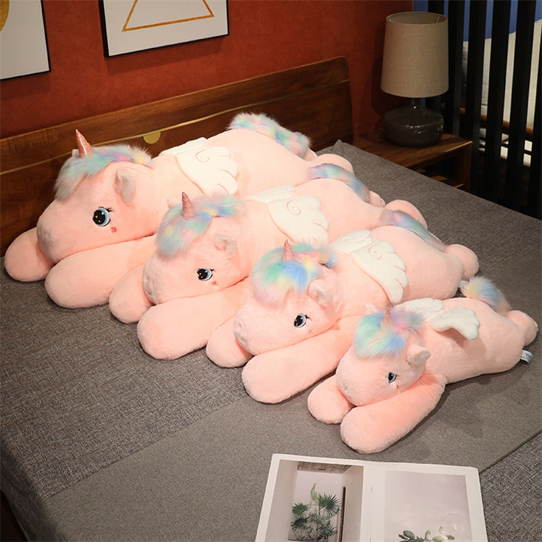 Rainbow Angel Unicorn Long Plush Pillow - 80 cm