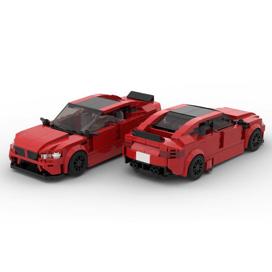 M5-Style Red Sports Sedan Building Bricks Model