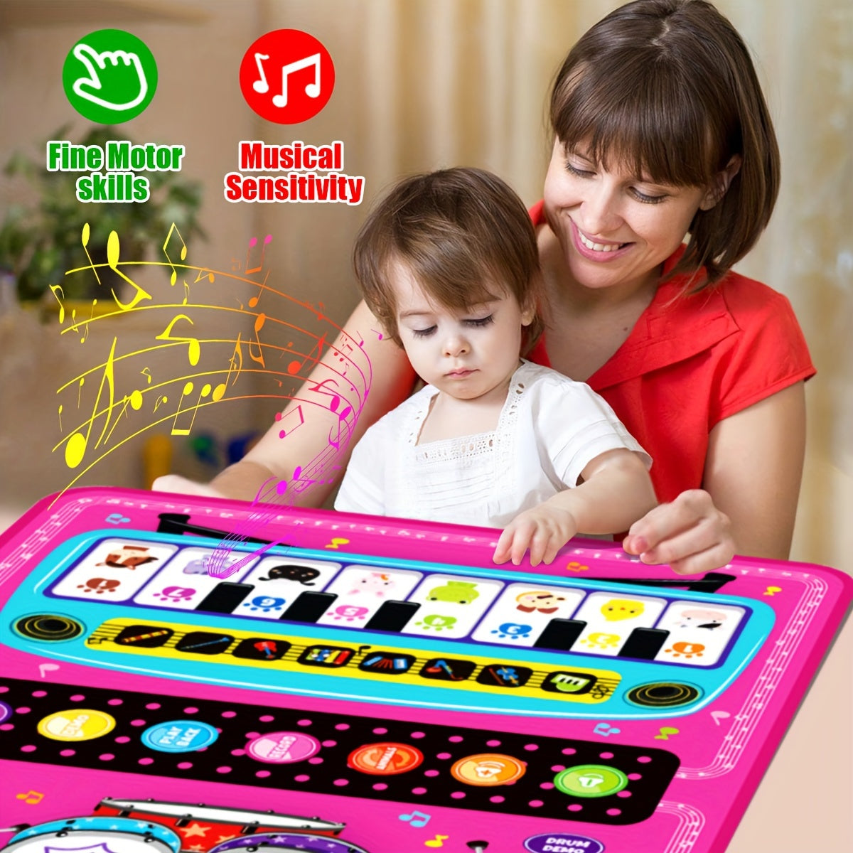 Interactive Kids Music Play Mat with Piano and Drums - 18m+