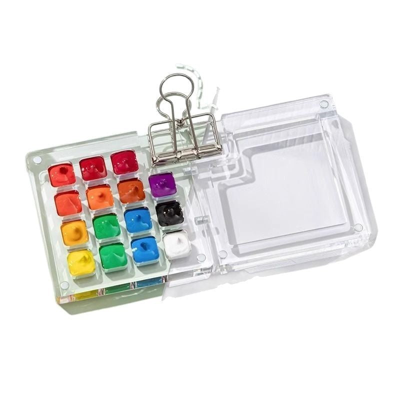Mini Walnut or Acrylic Watercolor Palette with Clip (8 or 15 Wells)