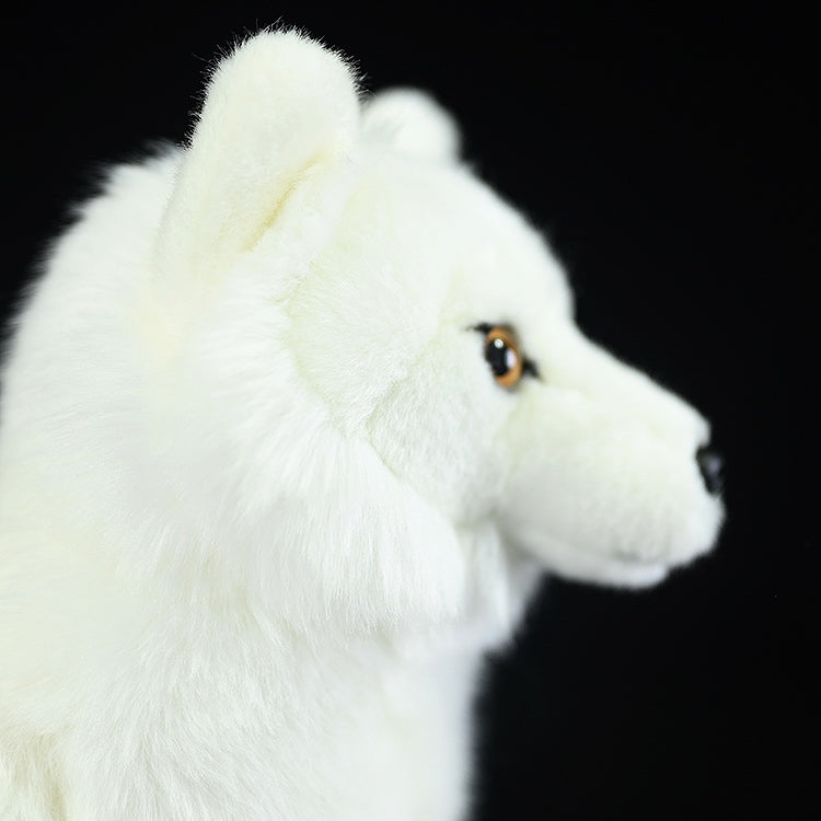 Realistic white Arctic Fox Plush Toy – 27 cm Soft Cuddle Buddy