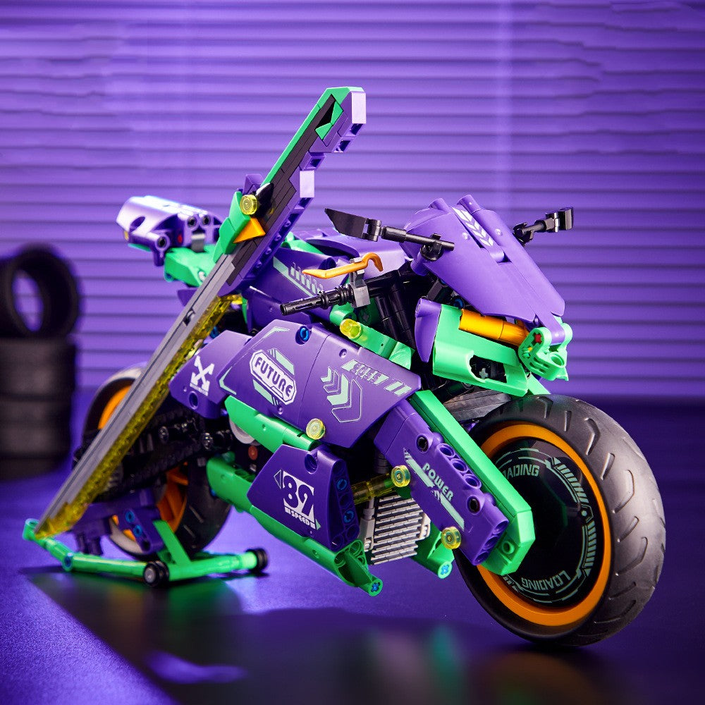 EVO Motorcycle Brick Kit in Purple and Green (998 pcs)