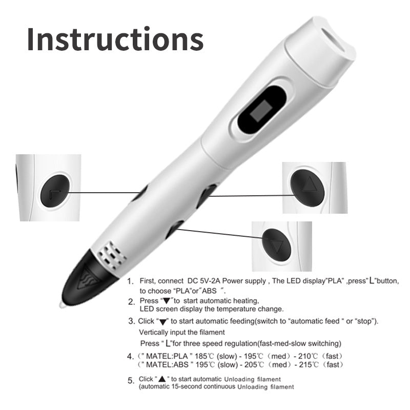 3D Printing Pen with LCD Screen - DIY 3D Drawing PLA Starter Kit