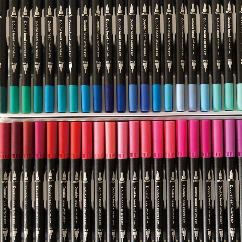 120-Color Dual Tip Brush & Fineliner Watercolor Pen Set