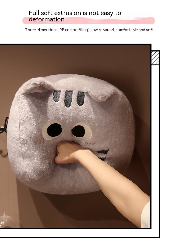 Square Cat Sleeping Pillow – Kawaii Plush Cushion (20/30/40 cm)