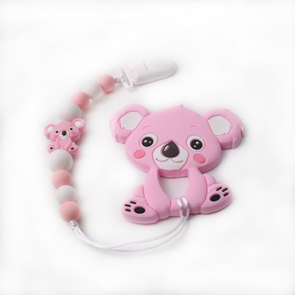 Koala Silicone Teether with Anti-Drop Pacifier Chain for 3m+
