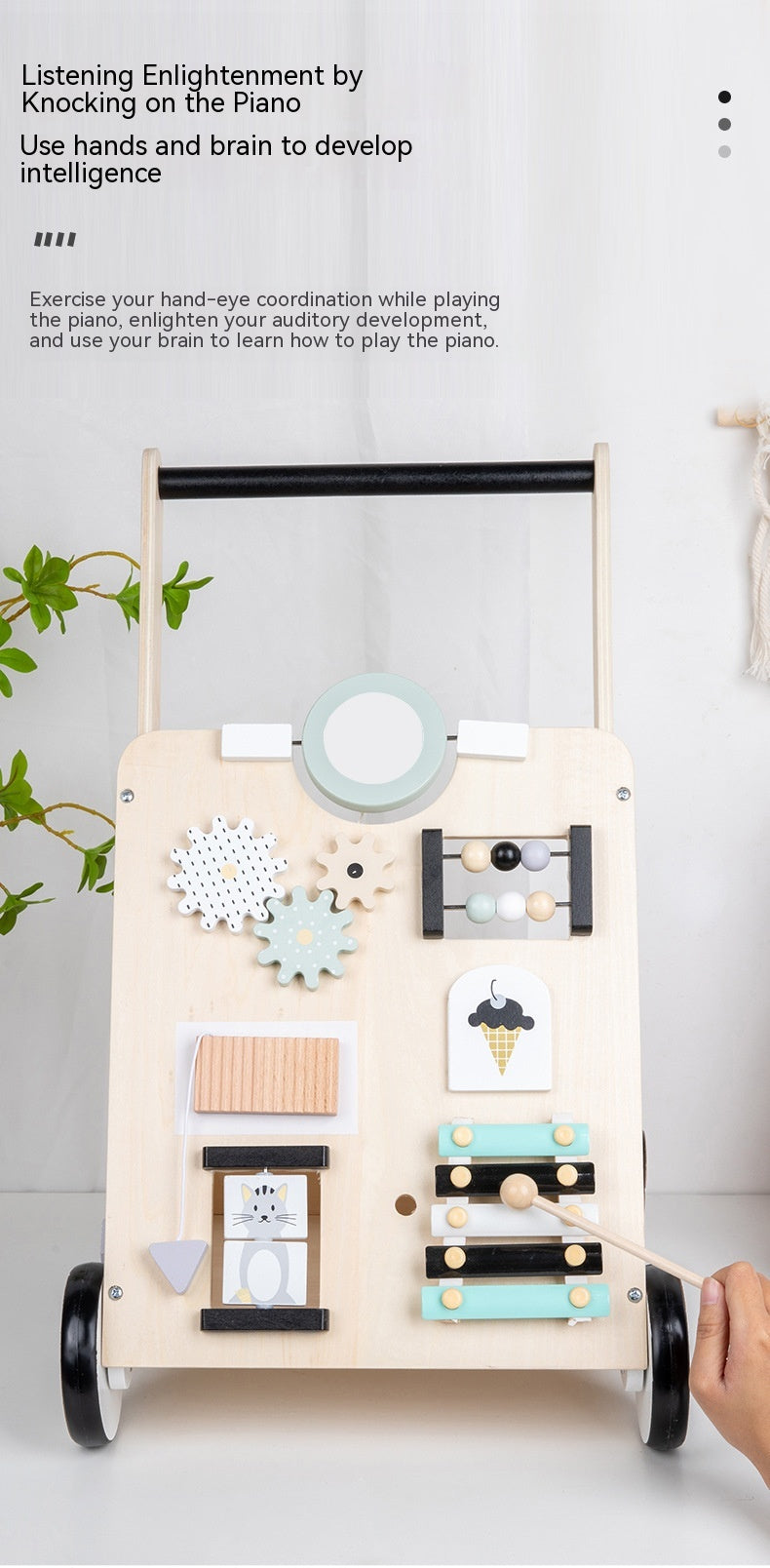 Children's Early Childhood Education Walker Trolley Baby Toddling Walk Walker Shopping Cart Wooden Toy