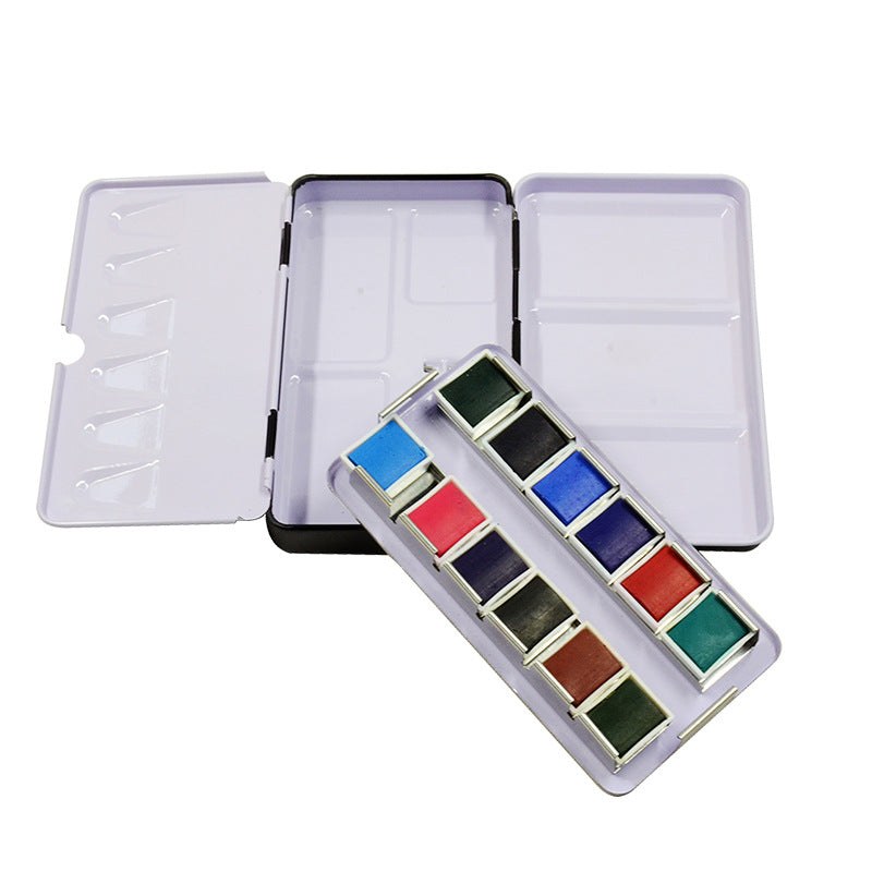 Solid Watercolor Iron Box, Triple-Fold Empty Palette (12/24/48)