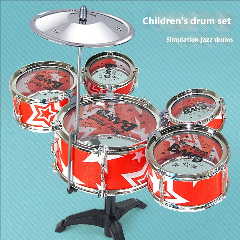Kids Jazz Drum Set with Pedal and Stool – 6-Piece Drum Kit for Ages 3–6