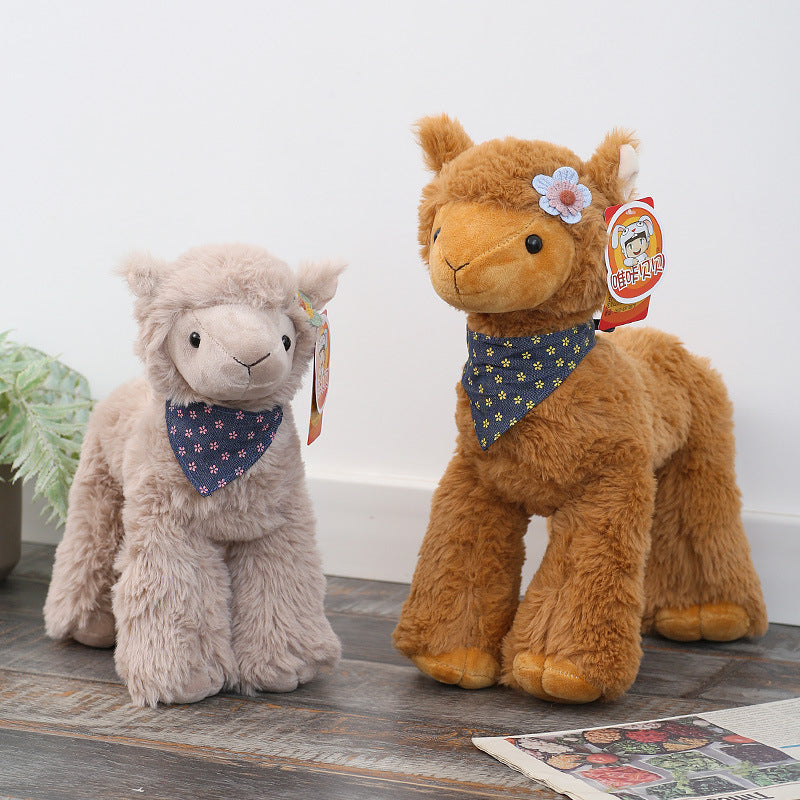 Alpaca Doll Plush – Small Cute Alpaca in Brown, Gray & White (25, 32, 40 cm)