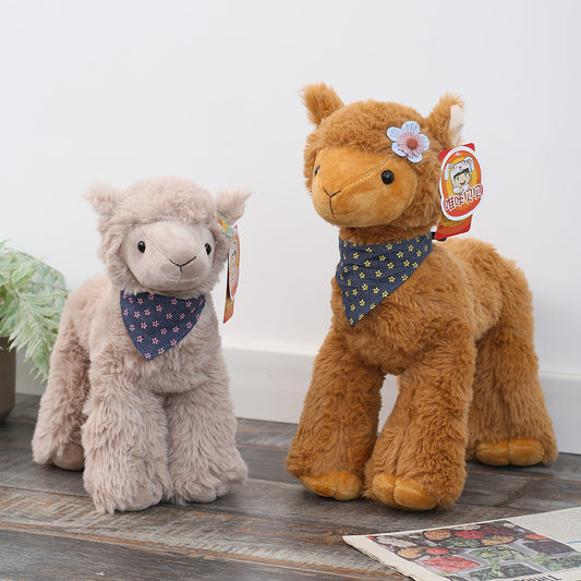 Alpaca Doll Plush – Small Cute Alpaca in Brown, Gray & White (25, 32, 40 cm)