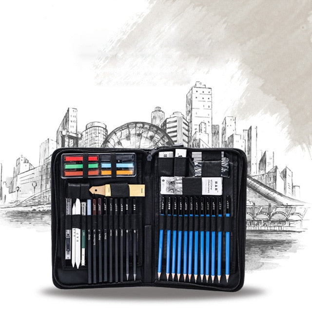 72-Piece Sketch & Charcoal Drawing Kit with Case