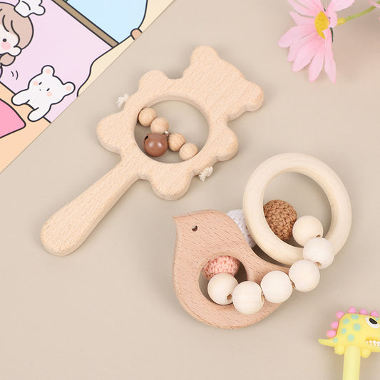 Natural Wood Baby Rattle Set – 2 Pieces