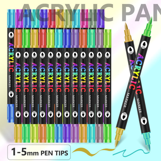 Dual-Tip Acrylic Paint Markers — Quick-Dry, Opaque, Washable (12/24/36)