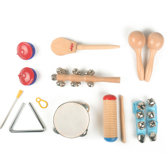Wooden Kids Percussion Instrument Set – 8 to 13 Piece Classroom Kit