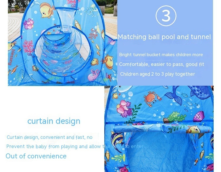 Underwater World 3-in-1 Kids Play Tent, Tunnel and Ball Pool