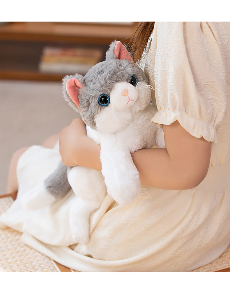 Cute Kitten Plush Toy – 50 cm Soft Cat (Gray, Calico, White)