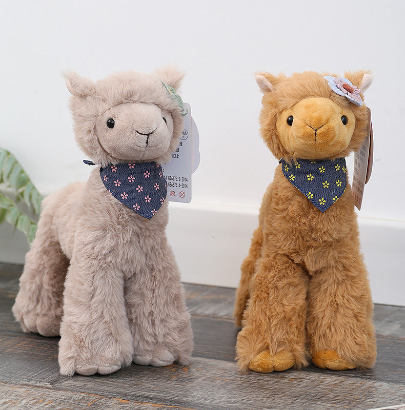 Alpaca Doll Plush – Small Cute Alpaca in Brown, Gray & White (25, 32, 40 cm)