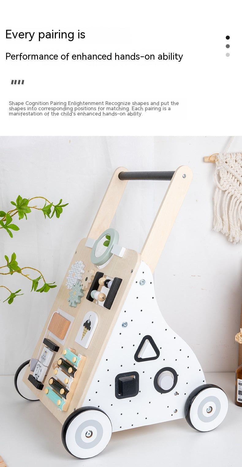 Children's Early Childhood Education Walker Trolley Baby Toddling Walk Walker Shopping Cart Wooden Toy