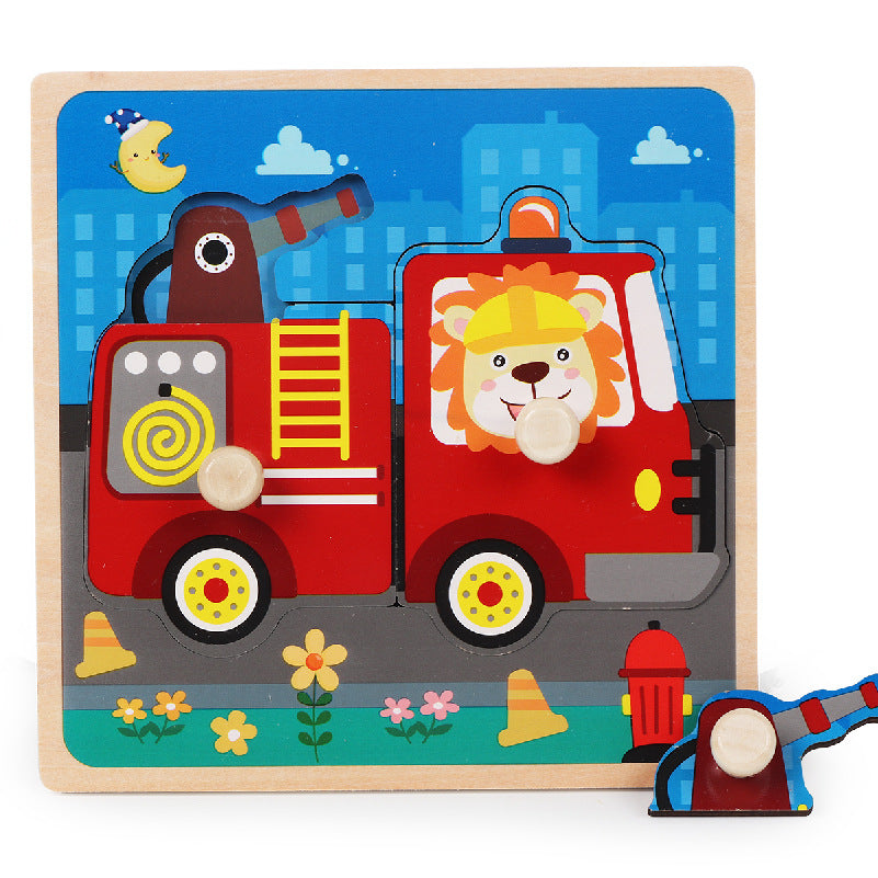 Wooden Knob Peg Puzzle Board for Kids – Animals, Vehicles and More