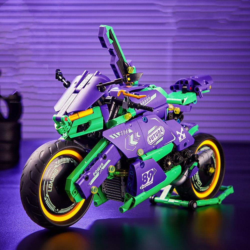 EVO Motorcycle Brick Kit in Purple and Green (998 pcs)
