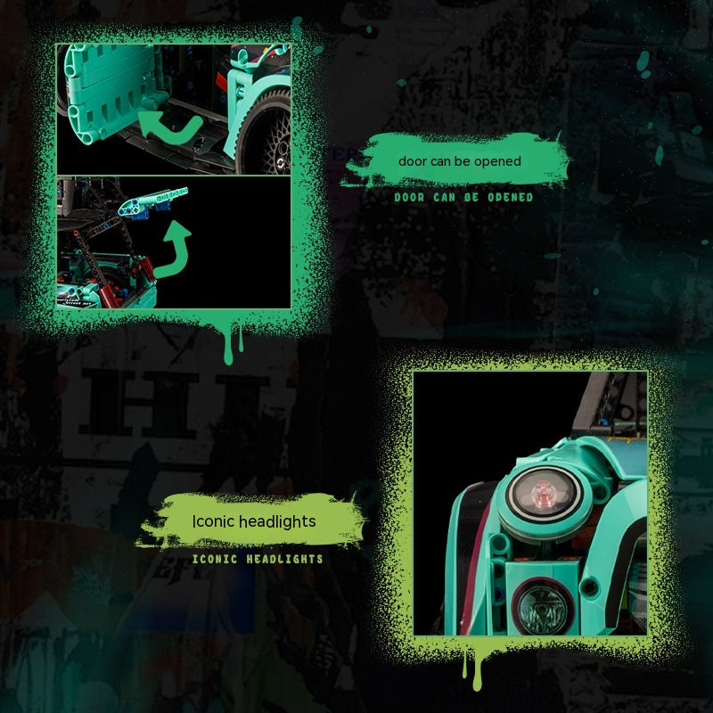 Low-Lying Tuner Hatch Brick Car with Widebody (2421 pcs, 42 cm)