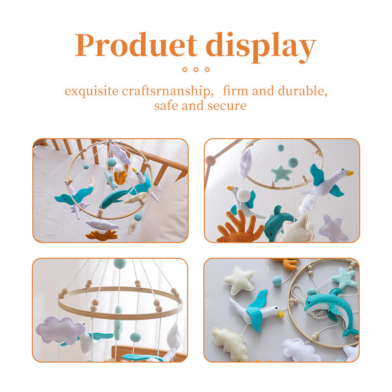 Soft Felt Ocean Baby Crib Mobile with Whales & Clouds