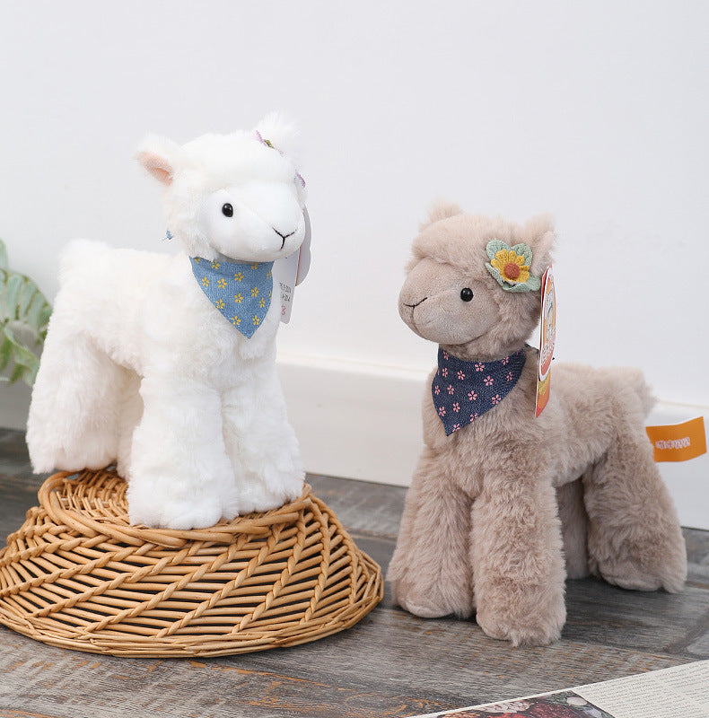 Alpaca Doll Plush – Small Cute Alpaca in Brown, Gray & White (25, 32, 40 cm)