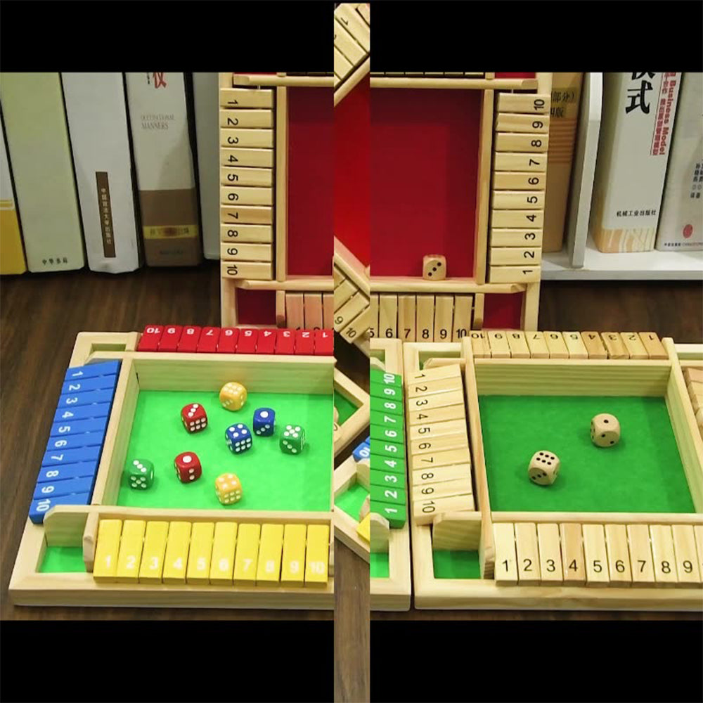 Shut the Box 4-Player Wooden Dice Game – 22 cm Board