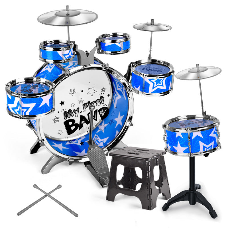 Kids Jazz Drum Set with Pedal and Stool – 6-Piece Drum Kit for Ages 3–6