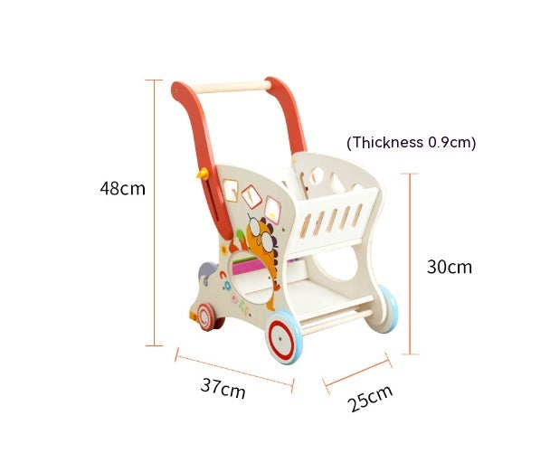 Children's Early Childhood Education Walker Trolley Baby Toddling Walk Walker Shopping Cart Wooden Toy