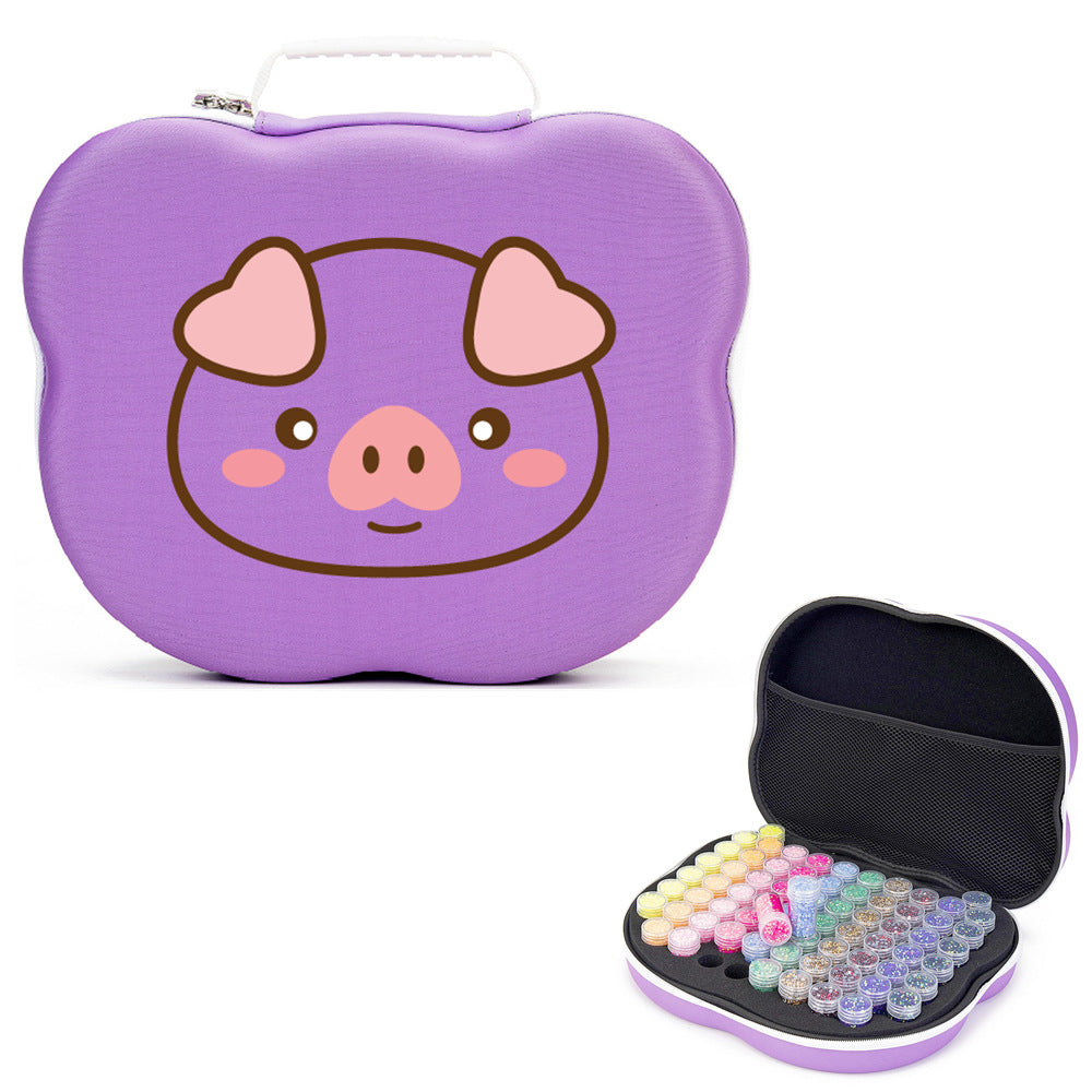 Diamond Painting Storage Case with 70 Bottles – EVA Organizer (Purple or Black)