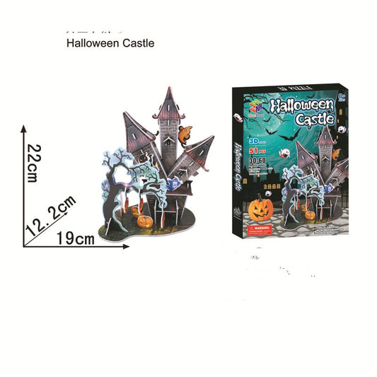 3D Halloween Castle & Tree House Puzzle – Fun DIY Paper Models (Ages 7–14)