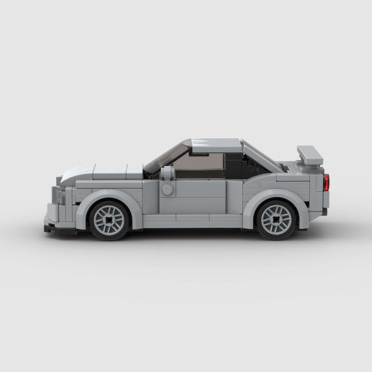 R34 Skyline-Style Compact Sports Car Building Blocks, Grey