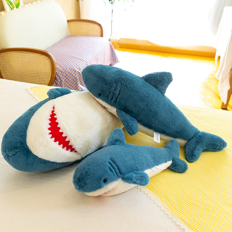 Shark Plush Pillow – Super Soft Blue Cushion in 50, 70, 90 cm