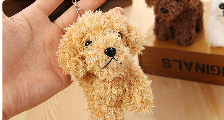 Mini Teddy Dog Plush Keychain Pendant, 10 cm